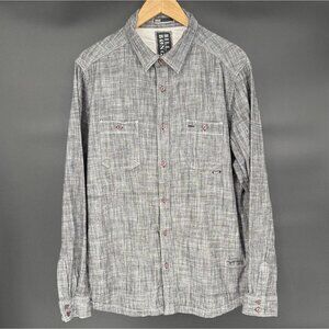 Billabong Men's Long Sleeve Button-Up Shirt XL Gray 100% Cotton Casual